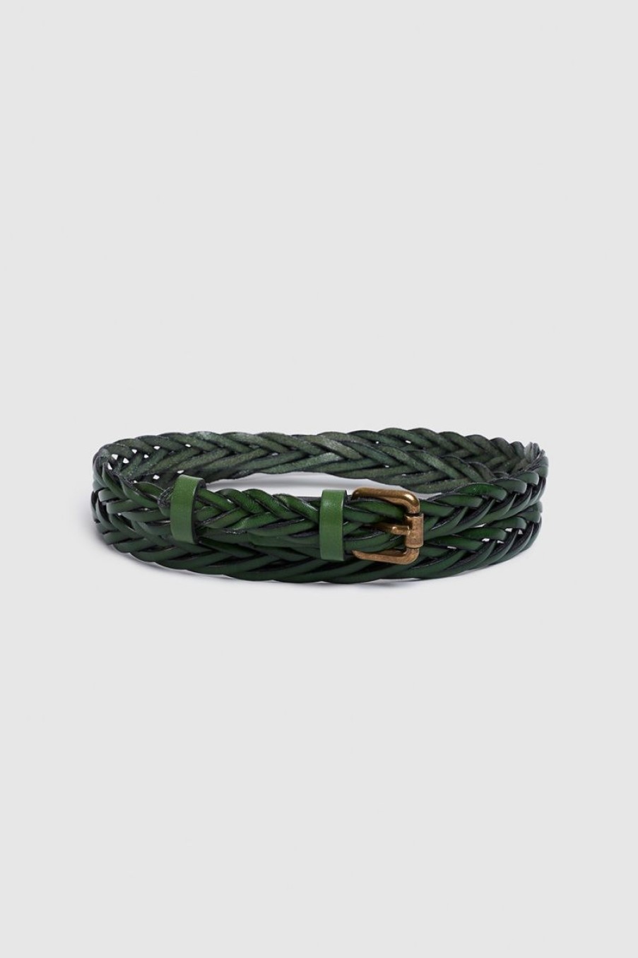 Women Beatriz Furest Leather Belts | Thin Braid Belt Green