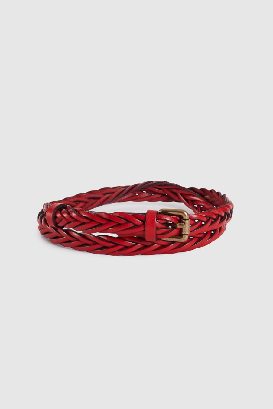 Women Beatriz Furest Leather Belts | Thin Braid Belt Red