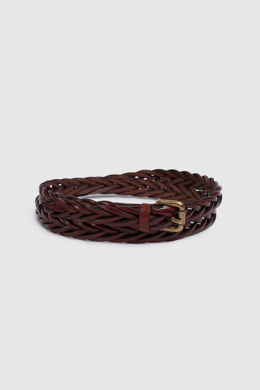 Women Beatriz Furest Leather Belts | Thin Braid Belt Cognac