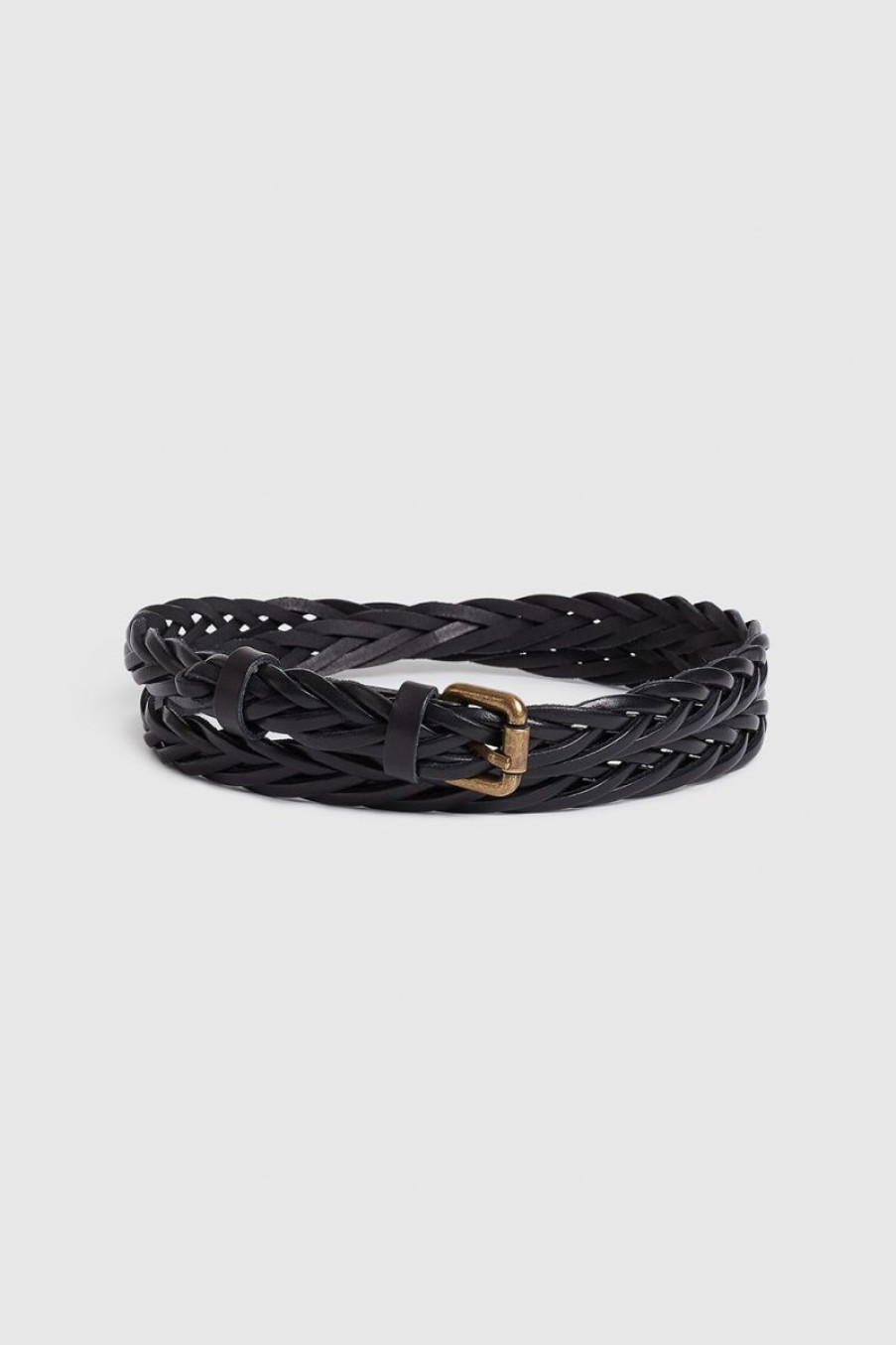 Women Beatriz Furest Leather Belts | Thin Braid Belt Black